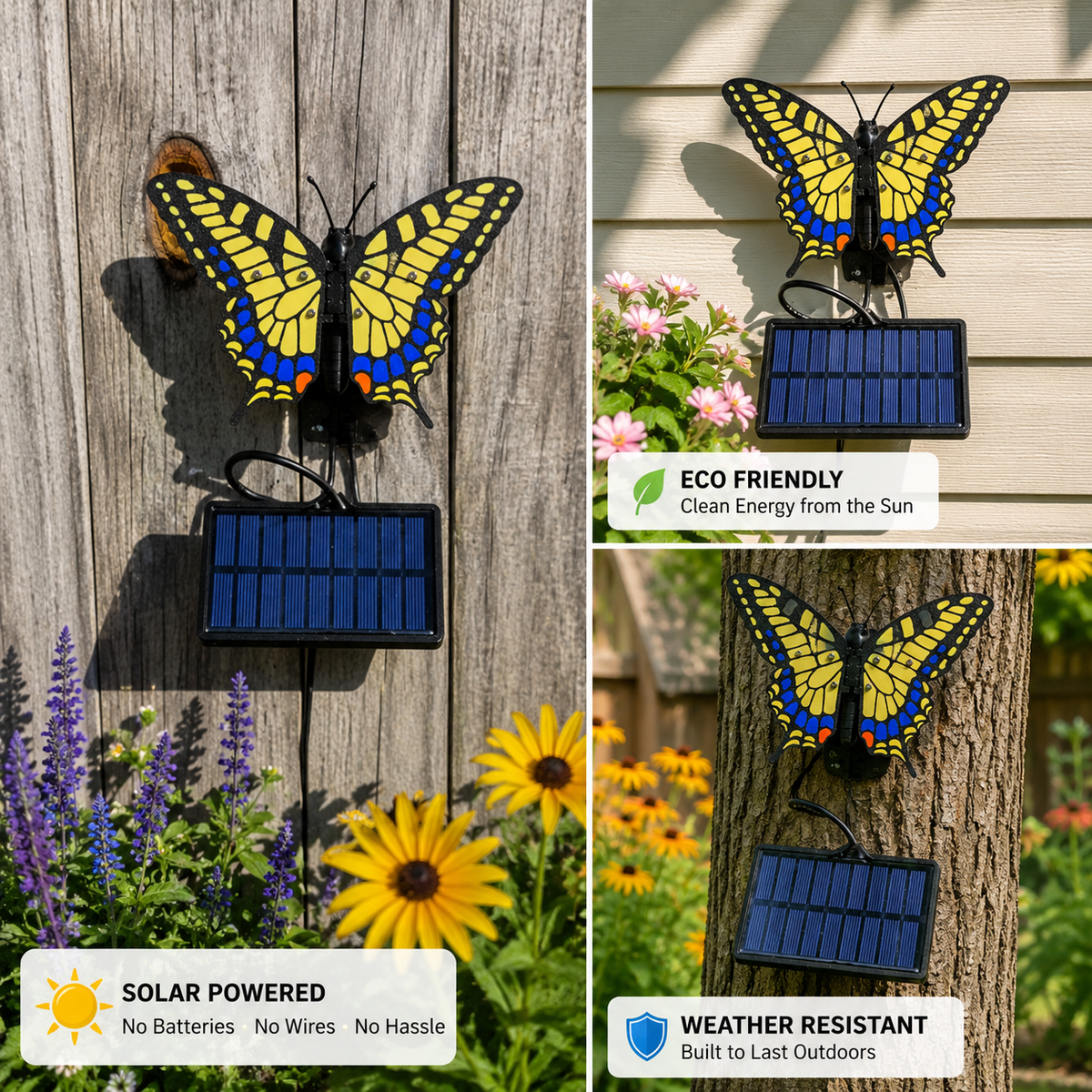 Outdoor Solar Fence Mount Butterfly – Moving Garden Decor